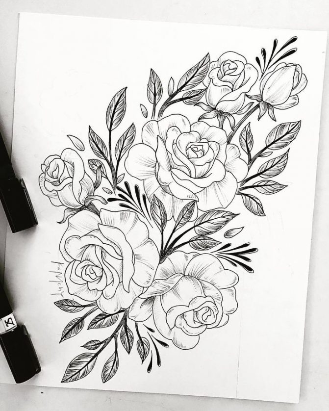 671x838 Coloring Pages Flower Drawing Designs Vine Tattoos Tattoo