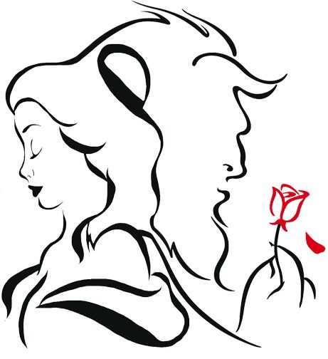 461x504 Cosy Beauty And The Beast Outline How To Draw From 9 Steps Tattoo