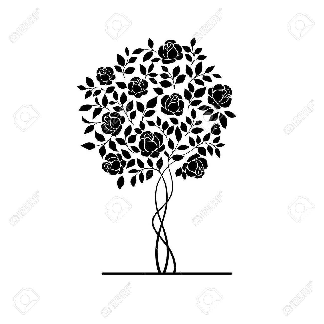 1300x1300 Rose Garden Bush Isolated Over White Background. Vector