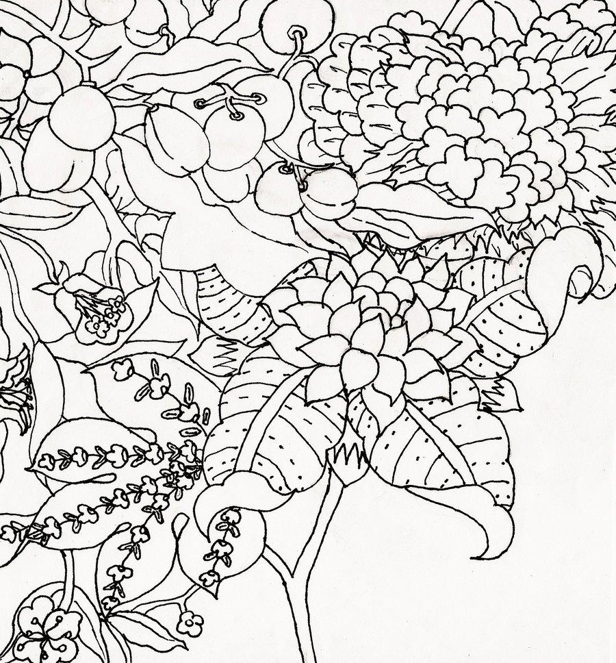 900x968 Flower Garden Drawings