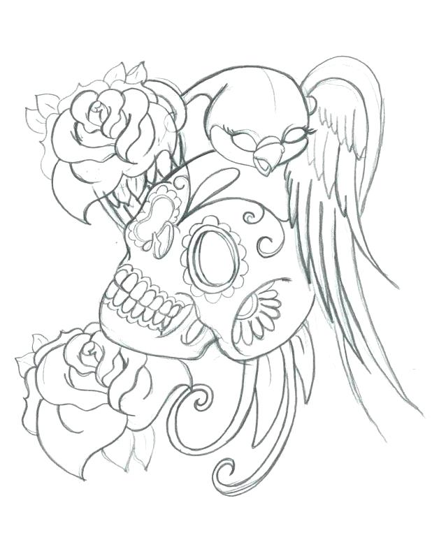 618x796 Magnificent Amazing Skull And Roses Coloring Pages Online Page
