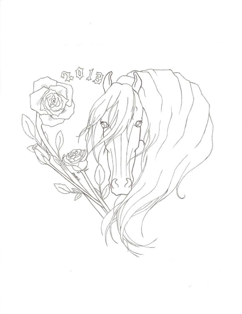 785x1017 Horse Head And Rose Heart 2013 By Elizadaisy