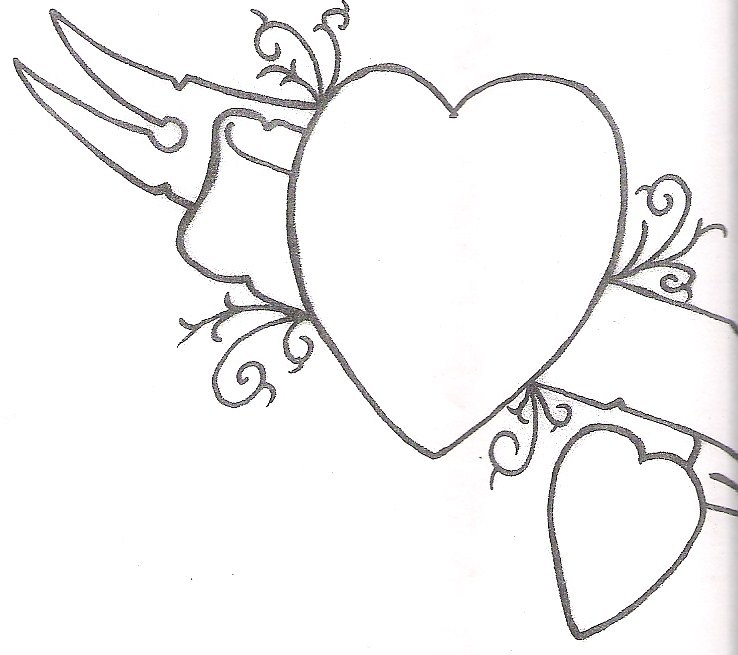 738x655 How Draw A Simple Heart Rose How