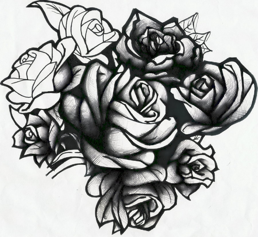 900x826 Drawn Rose Rose Cluster