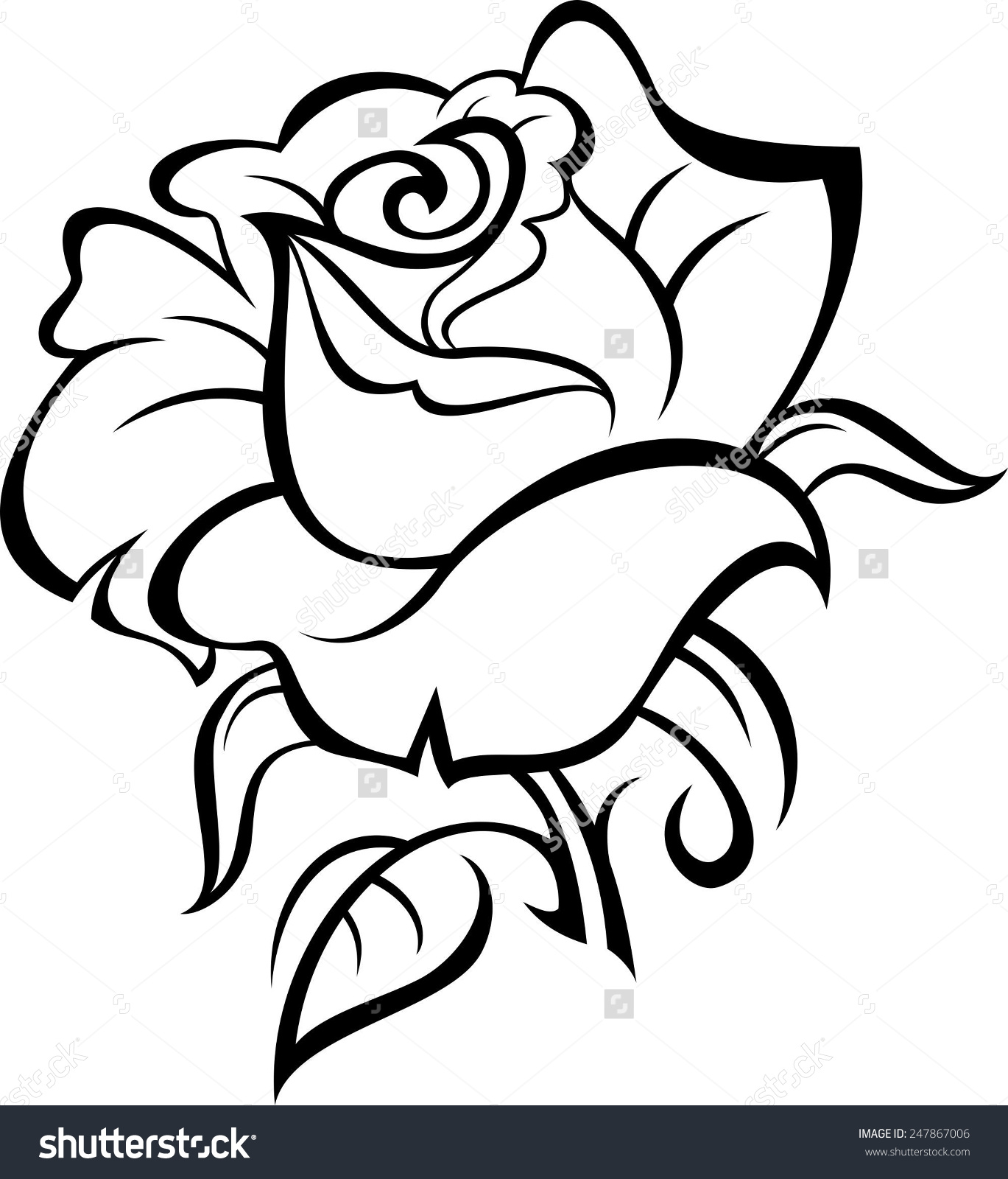 1369x1600 Collection Of Fresh Black Outline Rose Tattoo Design
