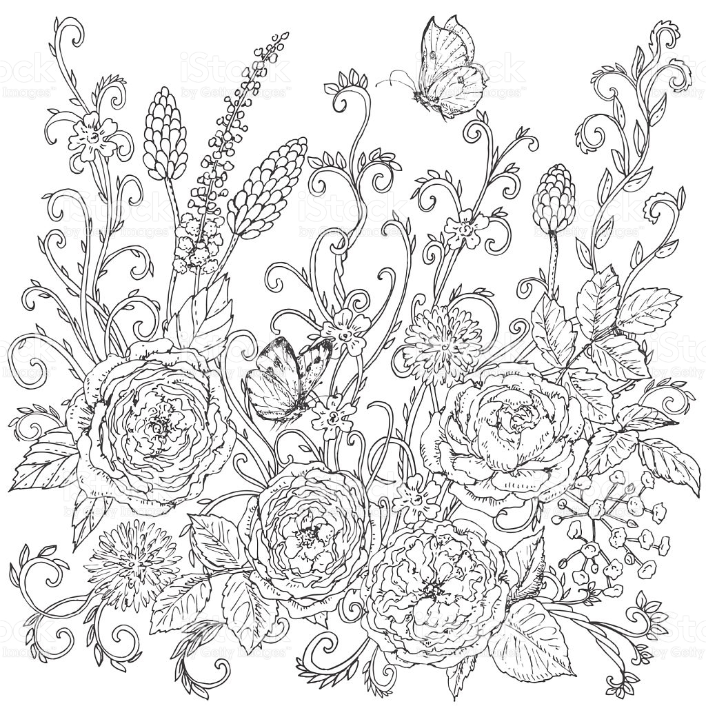 1024x1024 Drawn Floral Rose