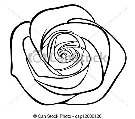 450x396 Black Silhouette Outline Rose, Isolated On White Vector