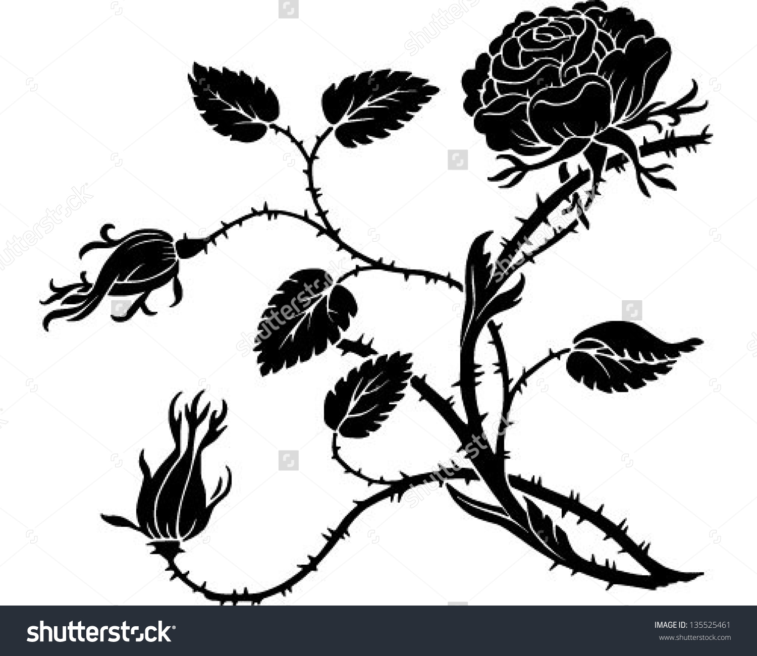 1500x1300 Rose Plant With Thorns Clipart