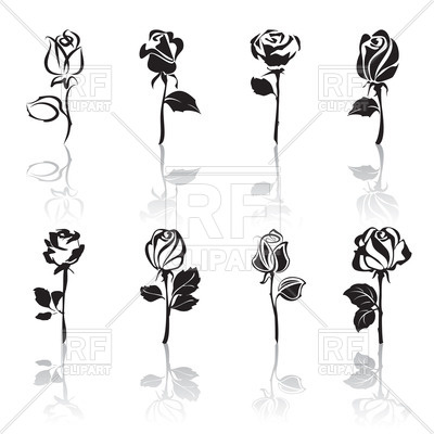 400x400 Stylized Rose Silhouette Royalty Free Vector Clip Art Image