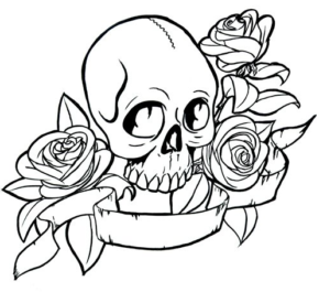 290x265 Tattoos Rose Cross Coloring Page, Rose Skull Coloring Page, Tattoos.