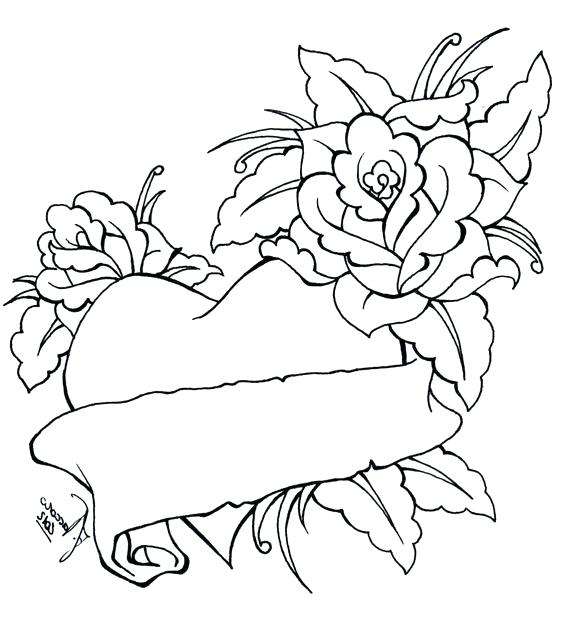 564x618 Epic Heart And Rose Coloring Pages Image Roses Valentine