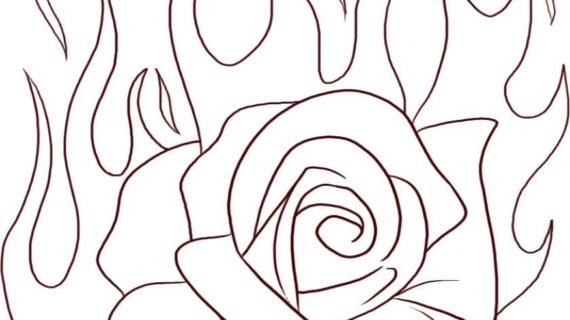 570x320 Steps To Draw A Rose How To Draw A Flaming Rose Step Step Tattoos