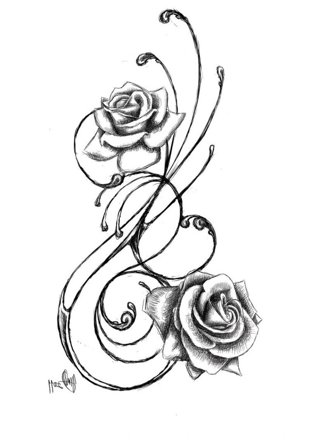 1024x1447 Black Rose Tattoo Drawings