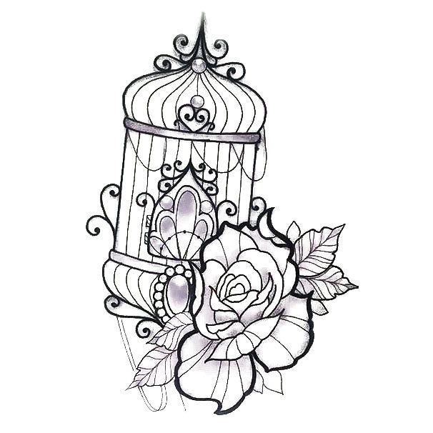 606x606 Good Bird Cage Tattoo Designs 88 On Rose Tattoo Designs With Bird