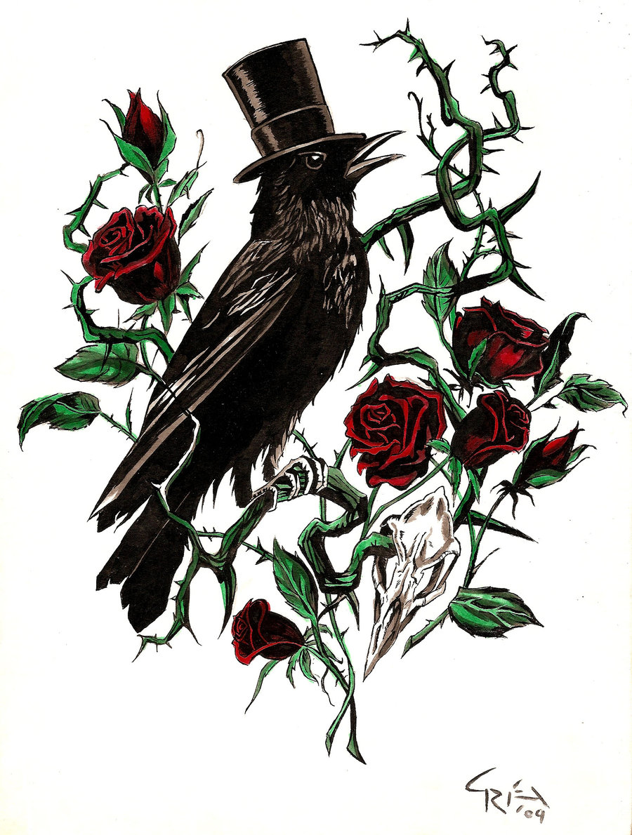 900x1190 Crow And Rose Thorn By Warheart123