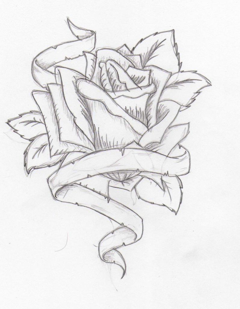 798x1024 Drawing Of A Heart A Rose Drawings Of Hearts With Ribbons