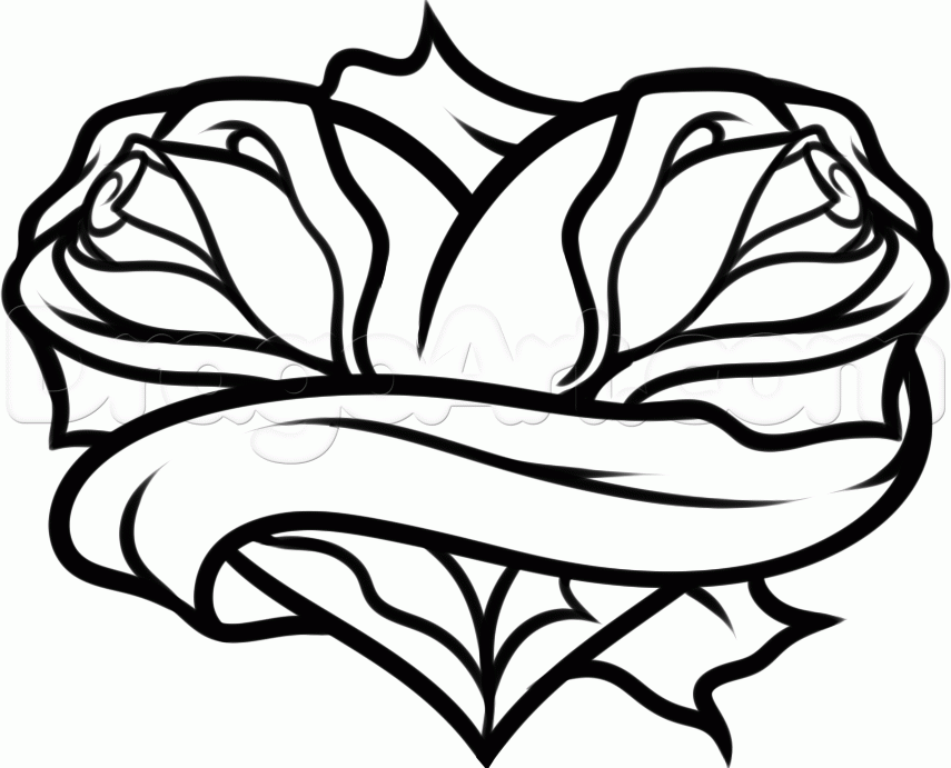 855x691 How Draw A Rose With A Heart How
