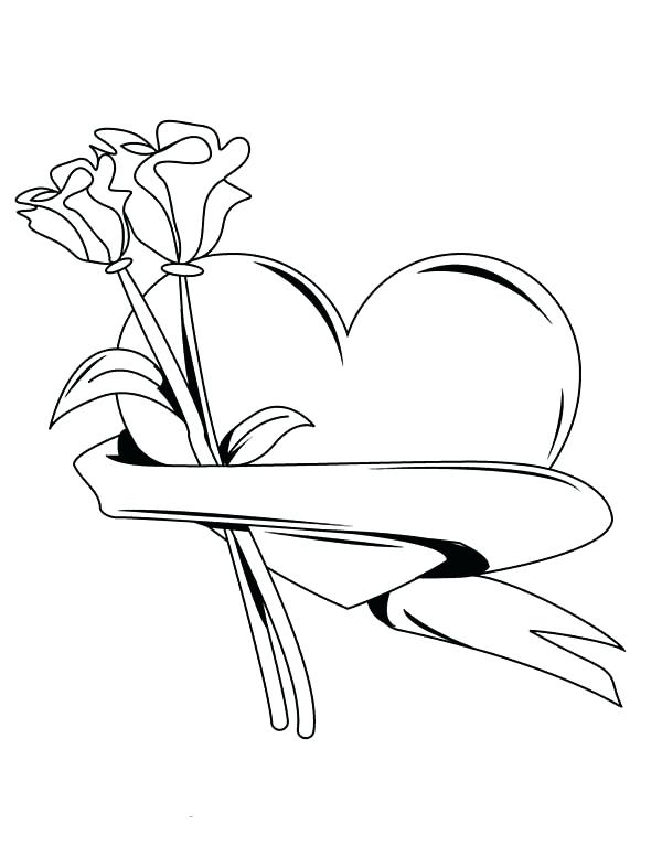 600x776 Coloring Pages Roses And Hearts Roses Rose Bind With A Heart