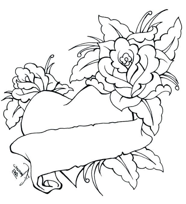 618x678 Coloring Pages Roses And Hearts Flower Pictures To Print