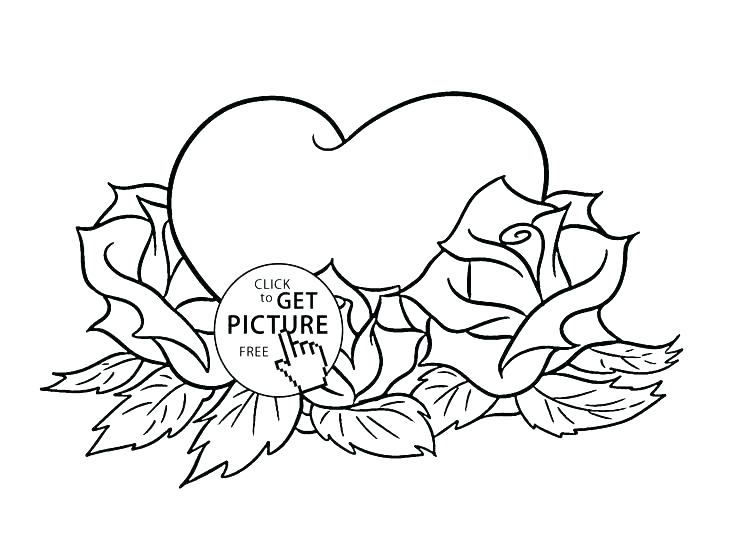 736x542 Coloring Pages Roses And Hearts Free Printable Rose Heart