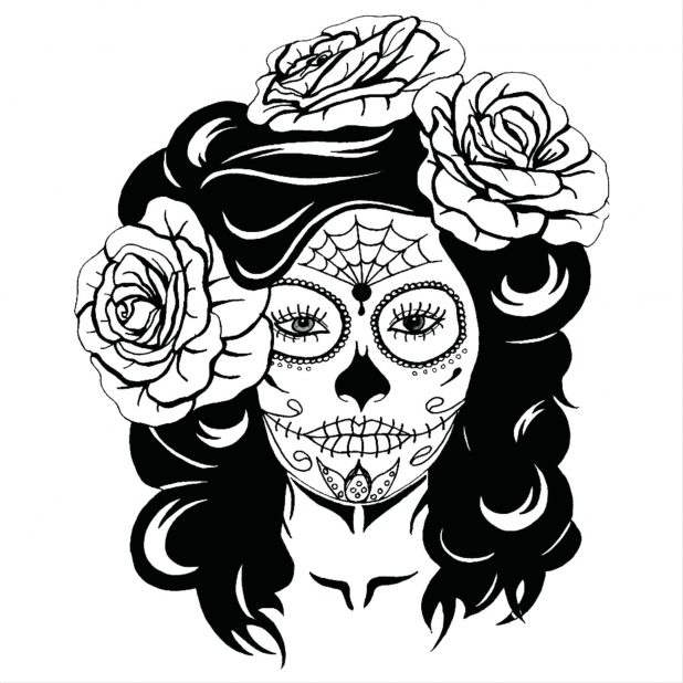 618x618 Roses Drawings With Sugar Skulls 95 Exciting Skull Tattoo Outline