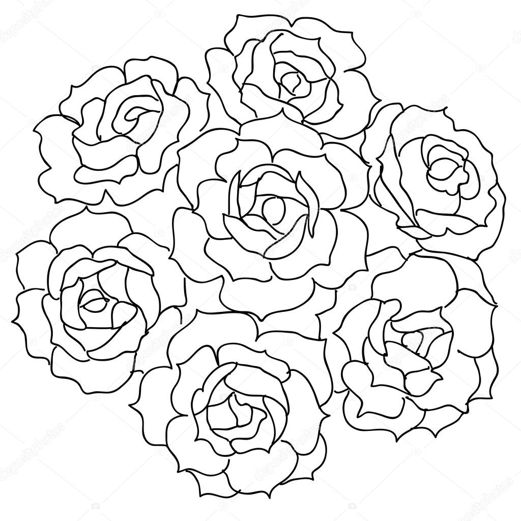 1024x1024 Bouquet Of Roses Drawing Bouquet Of Roses Drawing Easy