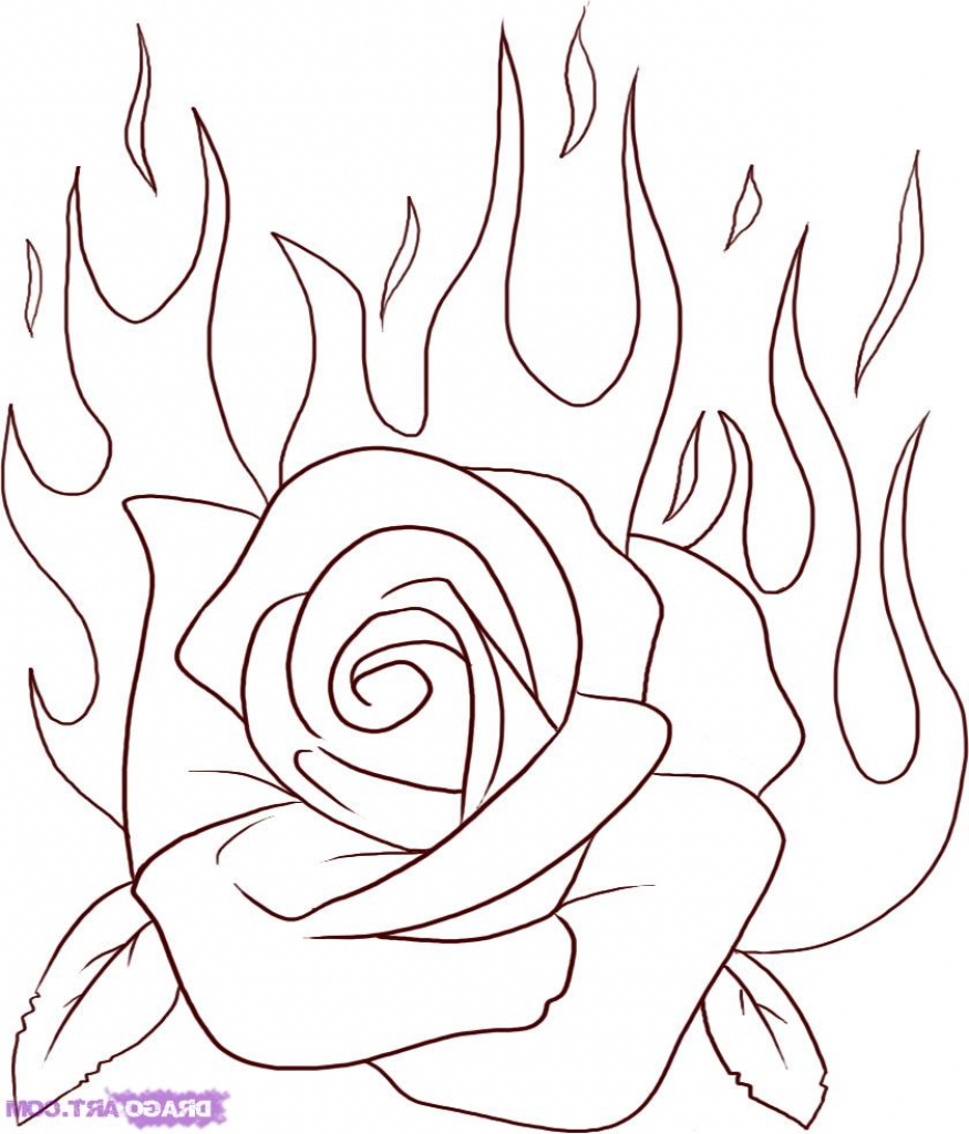 875x1024 Easy Drawing Of A Rose How To Draw A Flaming Rose Step Step