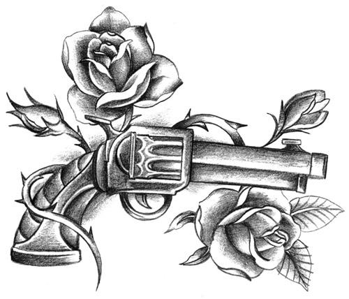 500x428 Gun Roses Tattoo Tattoo Ideas Guns, Tattoo