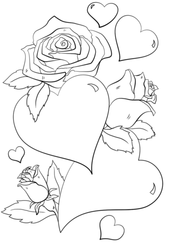 333x480 Hearts And Roses Coloring Page Free Printable Coloring Pages