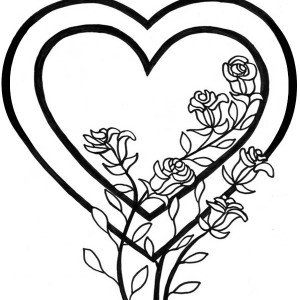 300x300 Beautiful Drawing Of Hearts And Roses Coloring Page Color Luna