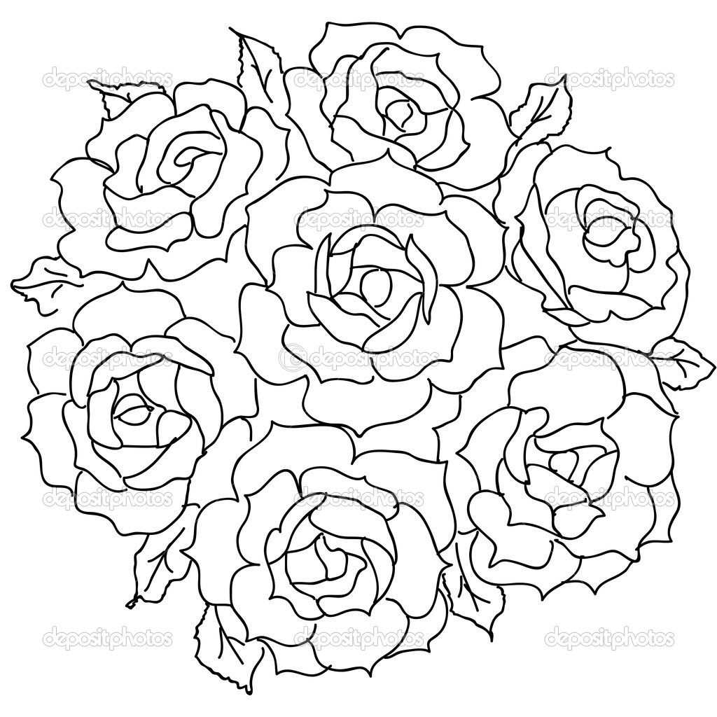 1024x1024 Bouquet Flowers Drawing Bouquet Roses Drawing Drawings