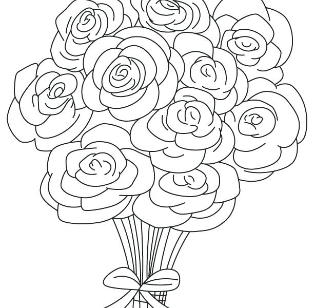 612x600 Coloring Pictures Of Roses Vector Illustration Of Roses Line