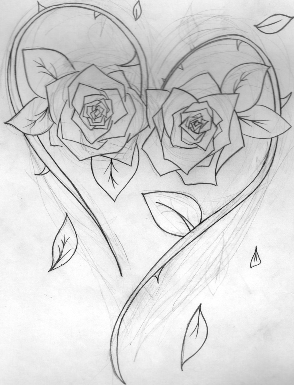 1024x1341 Heart And Roses Tattoo Design By Tattoo Vandal