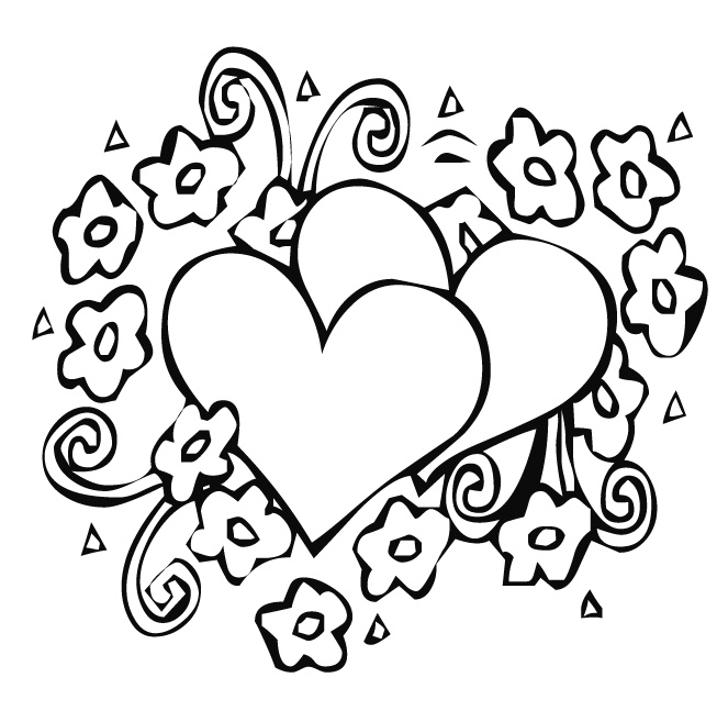 653x657 Hearts And Flowers Coloring Pages Printable In Beatiful Draw Image