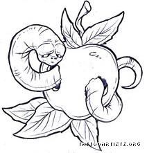 212x221 Rotten Apple And Worm Tattoo