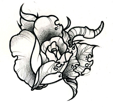 480x455 Half Rotten Rose Half Rotten Rose Tattoo Design
