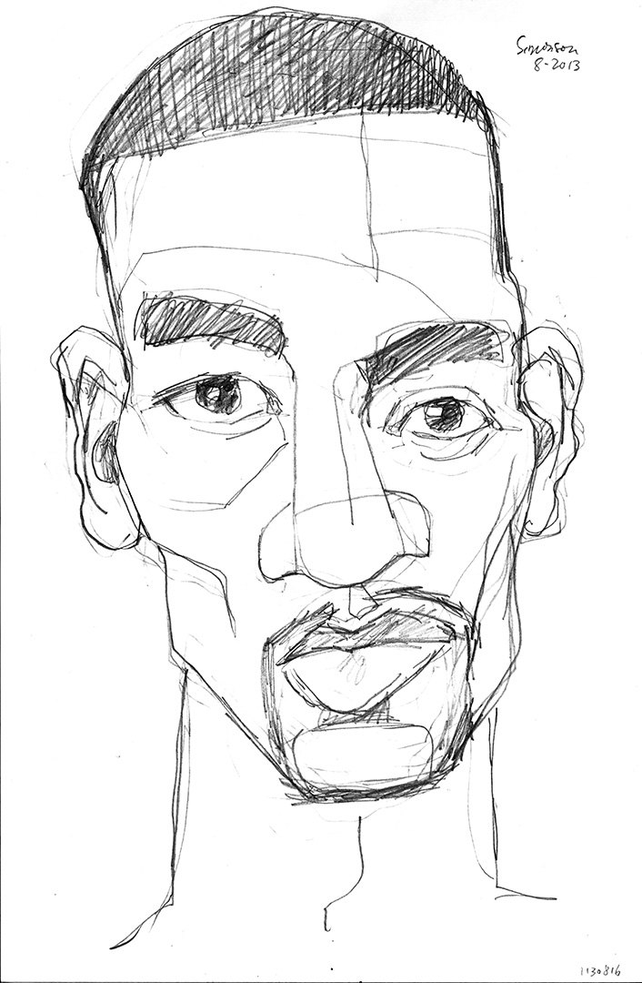 706x1080 Man With Facial Hair Rough Sketch Portrait Drawing 11x17