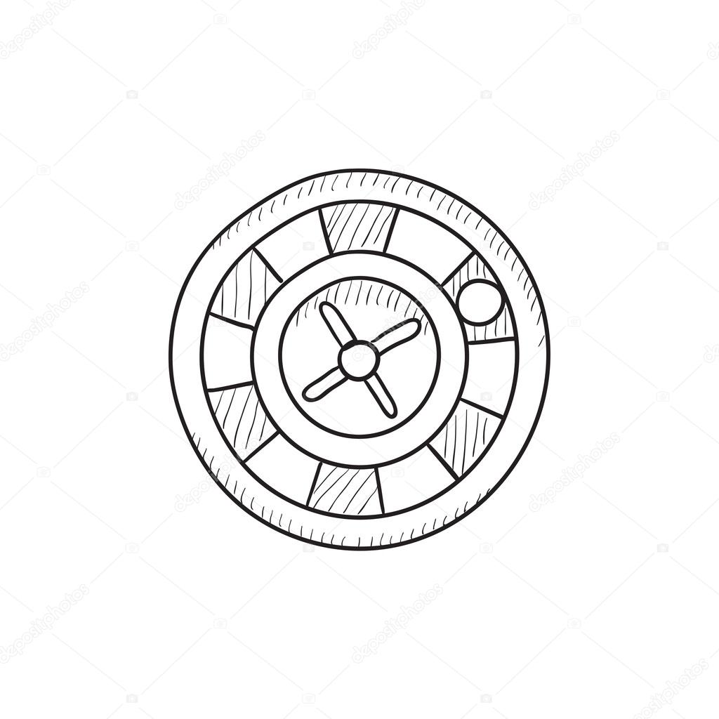 1024x1024 Roulette Wheel Sketch Icon. Stock Vector Rastudio
