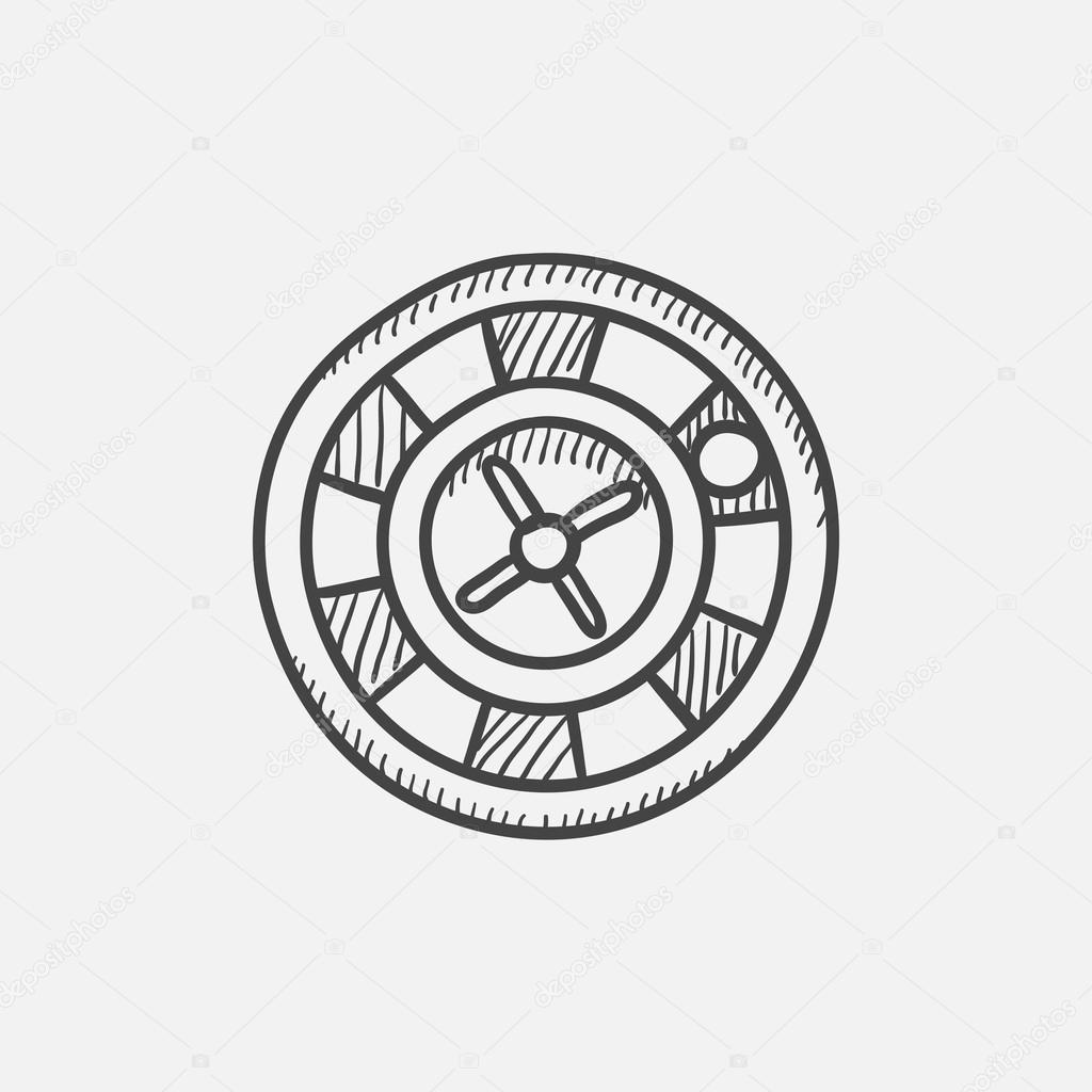 1024x1024 Roulette Wheel Sketch Icon. Stock Vector Rastudio