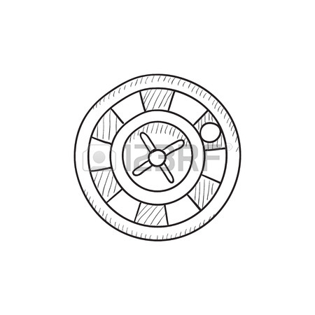 450x450 Casino Roulette Wheel Hand Draw Sketch. Vector Royalty Free
