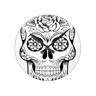 324x324 Drawings Of Skulls Wall Clocks