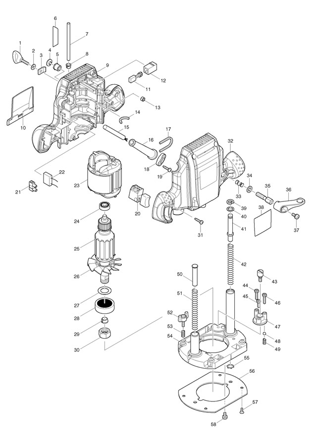 630x901 Makita Rp0900 Plunge Router Spare Parts