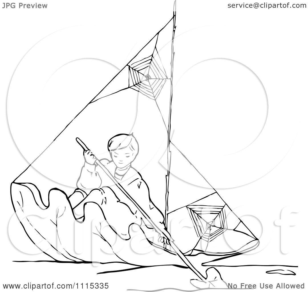 1080x1024 Clipart Vintage Black And White Boy Rowing A Leaf Boat