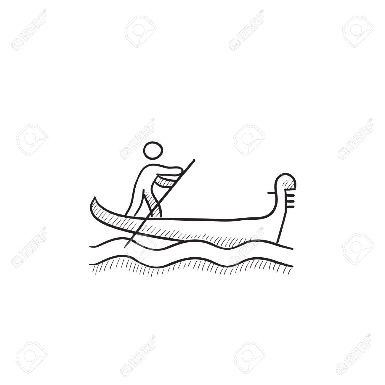 1300x1300 Sailor Rowing Boat Vector Sketch Icon Isolated On Background