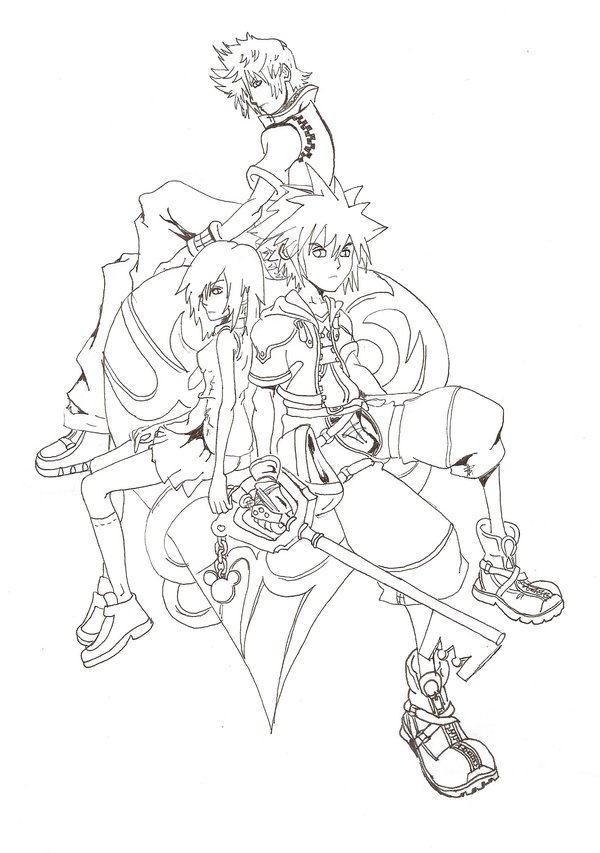 600x853 Roxas, Sora And Kairi By Raquel Cobi