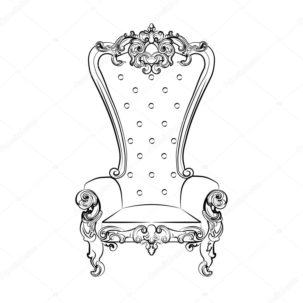 1024x1024 Baroque Royal Armchair Stock Vector