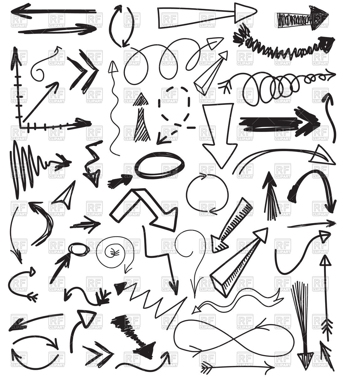 1080x1200 Hand Drawn Sketchy Arrows Royalty Free Vector Clip Art Image