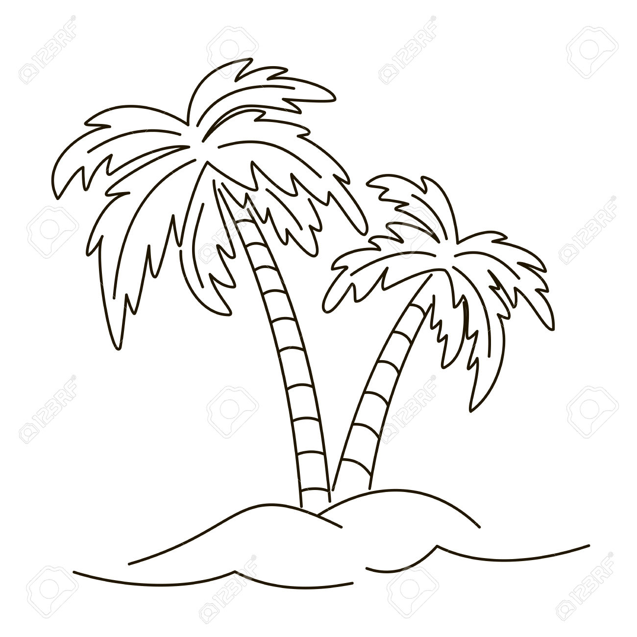 1300x1300 Palm Tree Drawing Outline Palm Trees, Outline Contours On White