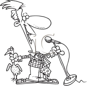 350x346 Royalty Free Clipart Image Black And White Cartoon Of A Stand Up