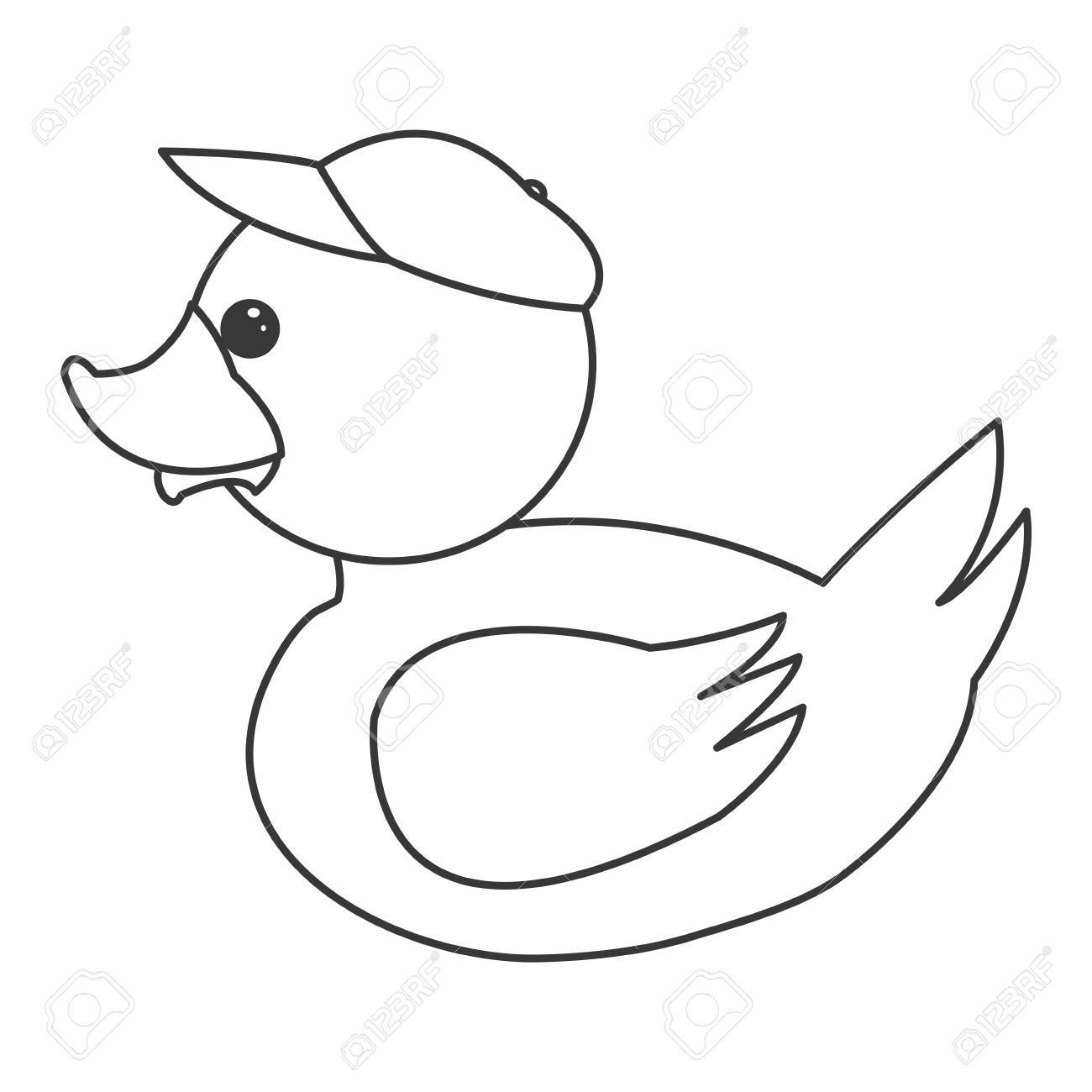 1300x1300 Flat Design Toy Rubber Duck With Hat Icon Vector Illustration